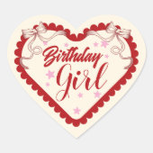 Sticker met label voor rode en crème Coquette-koek (Voorkant)