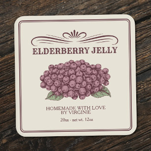 Sticker met label voor vintage-look vlierbessenjam