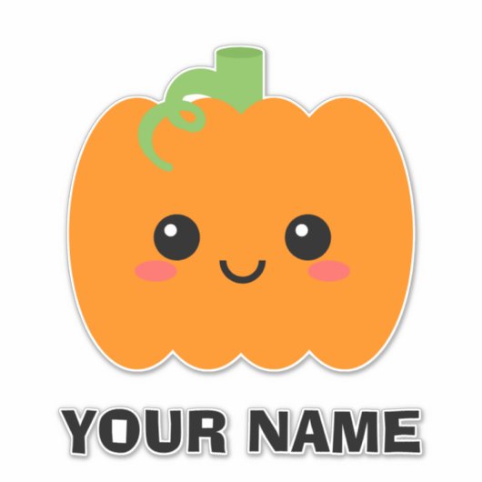 Sticker met naam voor bagage, Mooie Pompoen (Voorkant)