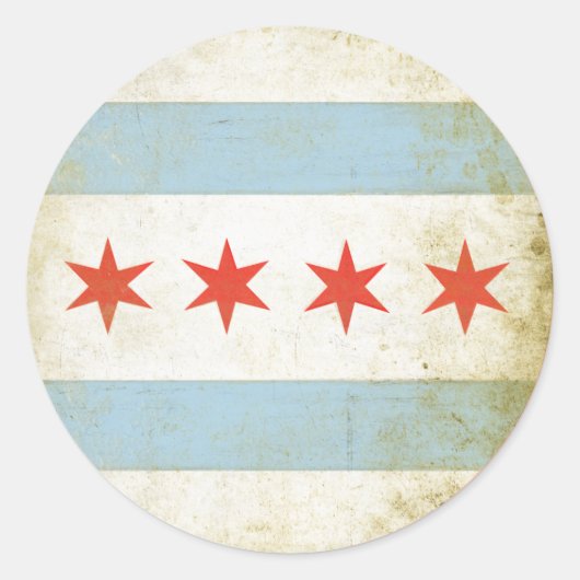 Sticker met Noodlijdende Chicago Flag Print (Voorkant)