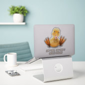 Sticker met opvallende tekst en eendje (Laptop op bureau)