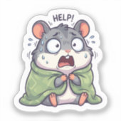 Sticker met Paniekerige Hamster (Voorkant)