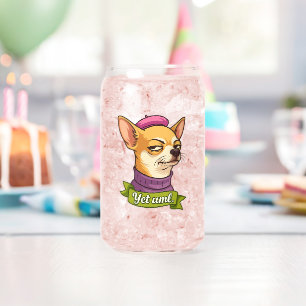 Sticker met pittige Chihuahua Blikvorm Glas