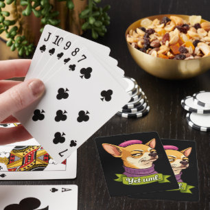 Sticker met pittige Chihuahua  Pokerkaarten