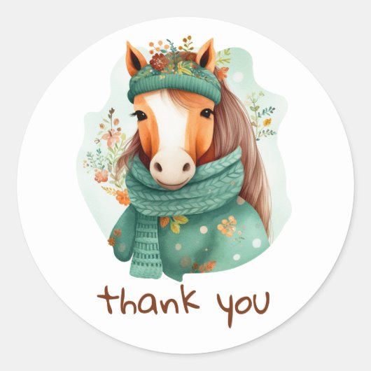 sticker met prachtig waterverf paard (Voorkant)