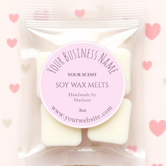 Sticker met productlabel voor roze Wax Melt Busine