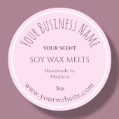 Sticker met productlabel voor roze Wax Melt Busine