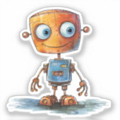 Sticker met rare robot ontwerp #4 (Voorkant)