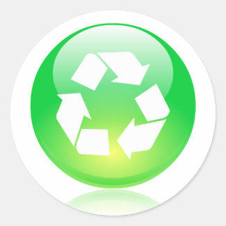 Sticker met recyclen icoon ontwerp.