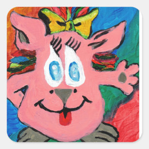 Sticker met regenboog cartoonpersonage