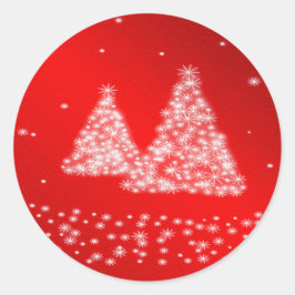 Sticker met rode achtergrond voor sneeuw- en kerst