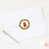 Sticker met rode kerstboom (Envelop)