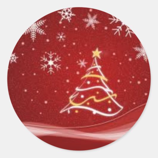 Sticker met rode kerstboom (Voorkant)