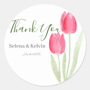 sticker met rode tulpenbloem