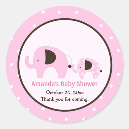 Sticker met ronde roze dot olifant (Voorkant)
