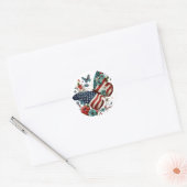 Sticker met Rood Wit & Blauw Vlinder & Bloemen (Envelop)