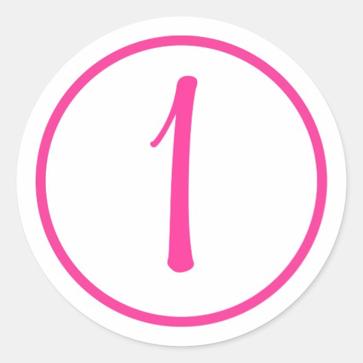Sticker met roze nummer en rand (Voorkant)