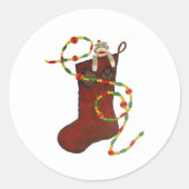Sticker met Sock Monkey-kerststop (Voorkant)