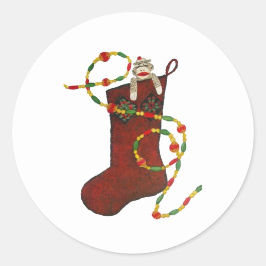 Sticker met Sock Monkey-kerststop (Voorkant)