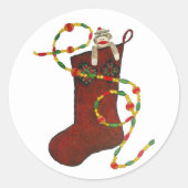 Sticker met Sock Monkey-kerststop (Voorkant)