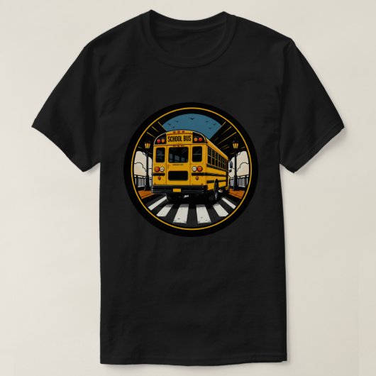 Sticker met striptekenaar van schoolbuschauffeur t-shirt (Design voorkant)
