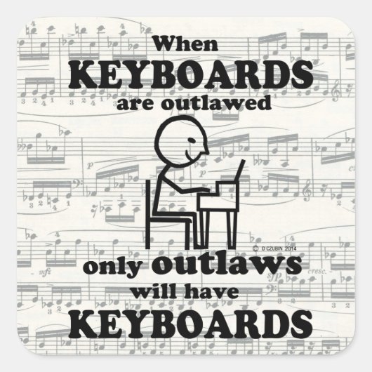 Sticker met toetsenborden verworpen vierkant (Voorkant)