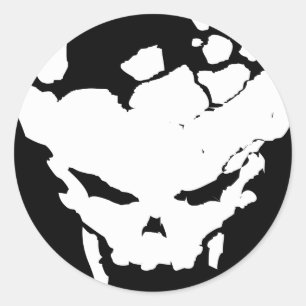 Sticker met versplinterde schedel