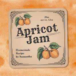 Sticker met vintage abrikozenjamlabel
