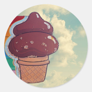 Sticker met vintage ijsje kegel teken