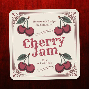 Sticker met vintage kersenjamlabel