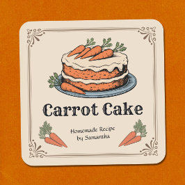 Sticker met vintage label voor worteltaart