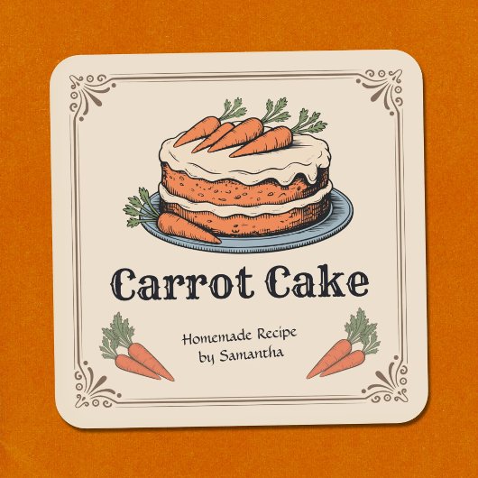 Sticker met vintage label voor worteltaart