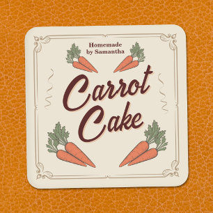 Sticker met vintage label voor worteltaart