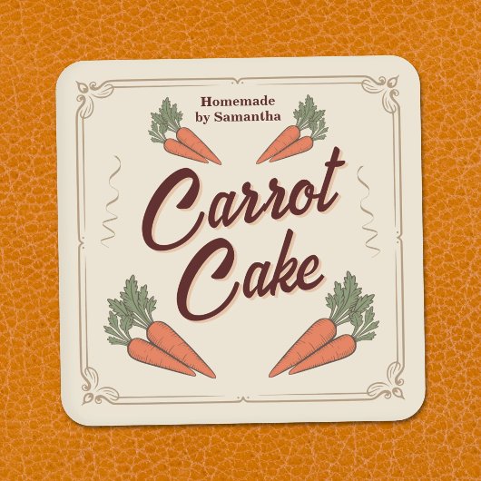 Sticker met vintage label voor worteltaart