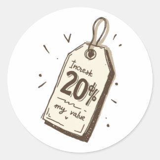 Sticker met vintage prijskaartje met toenemende wa