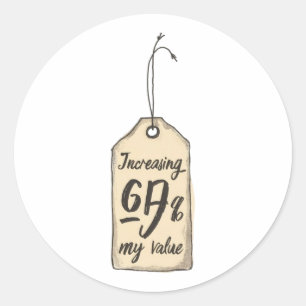 Sticker met vintage prijskaartje met toenemende wa
