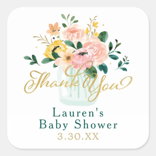 Sticker met wilde bloemen bedankje (Voorkant)