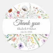 Sticker met wilde bloemenweide bedankt (Voorkant)