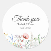 Sticker met wilde bloemenweide bedankt (Voorkant)