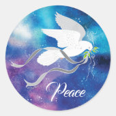 Sticker met witte dove Classic Round (Voorkant)