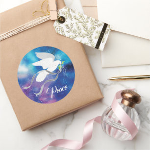 Sticker met witte dove Classic Round