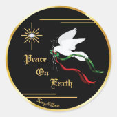 Sticker met witte dove Classic Round (Voorkant)