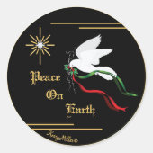 Sticker met witte dove Classic Round (Voorkant)