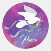 Sticker met witte dove Classic Round (Voorkant)