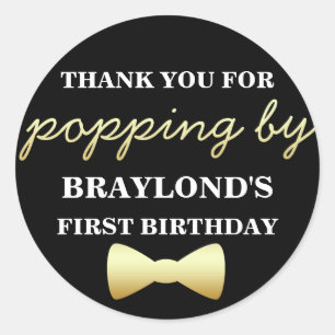 Sticker met zwarte en goudmasten met rode Stropdas