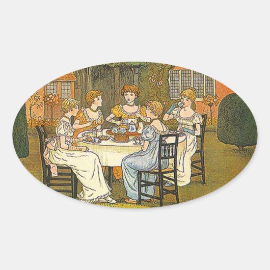  Sticker Middag Tuin Thee Party Sticker (Voorkant)