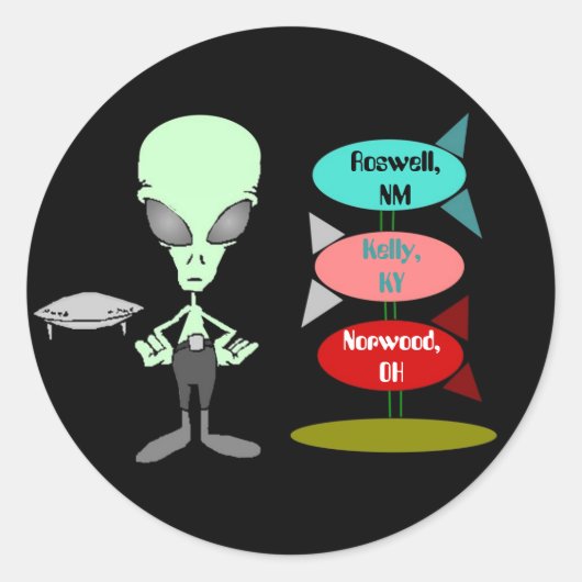 Sticker Midden-eeuw Alien UFO Hotspot Raketteken (Voorkant)