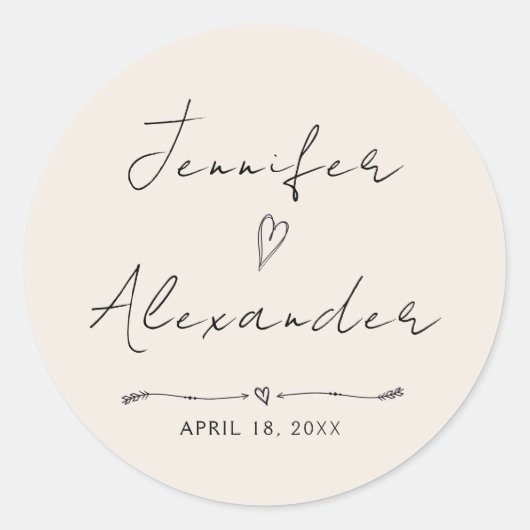 Sticker minimalistische bruiloft (Voorkant)