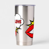 Sticker - Mond Speechbubble + JOUW TEKST & IDEE 1 Geïsoleerde Drinkbeker (Links)