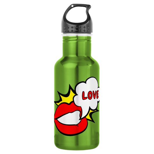 Sticker - Mond Spraakballon + UW TEKST & IDEE 1 Waterfles (Voorkant)